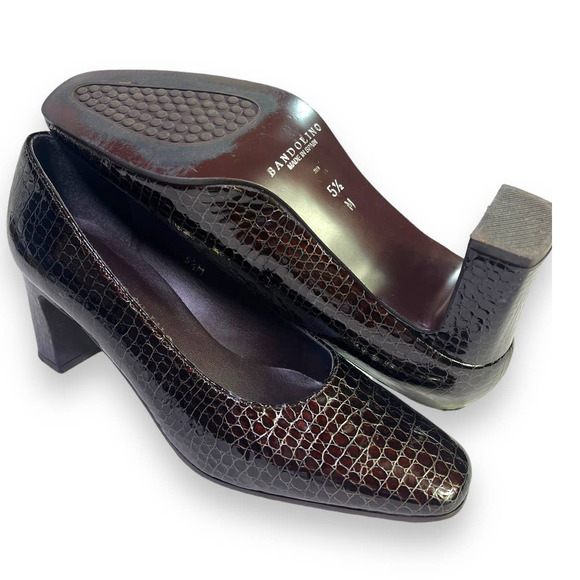 Bandolino Snake Embossed Dark Brown Pumps Heels | Sz 5.5 | Made in Spain - Picture 12 of 13